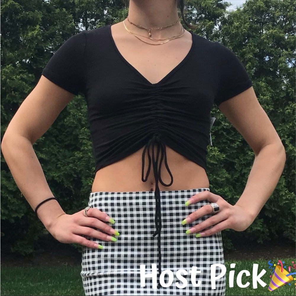 Cinch front crop top